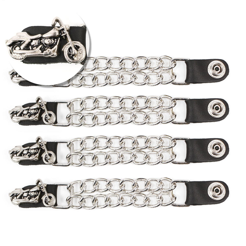Milwaukee Leather Motorcycle Medallion Vest Extender - Double Chrome Chains Genuine Leather 6.5