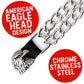 Milwaukee Leather Eagle Head Medallion Vest Extender - Double Chrome Chains Genuine Leather 6.5" Extension 4-PCS MLA6011SET