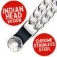 Milwaukee Leather Indian Head Medallion Vest Extender - Double Chrome Chains Genuine Leather 6.5" Extension 4-PCS MLA6014SET