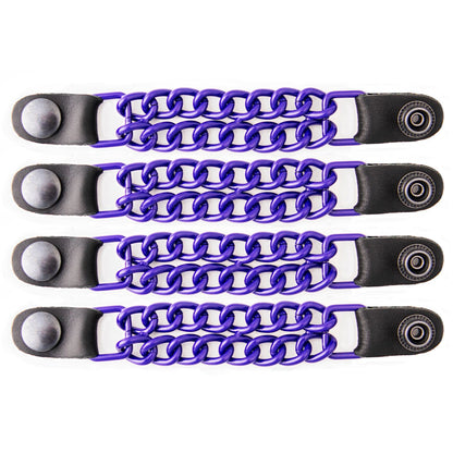 Milwaukee Leather MLA6090 Purple 4 Inch 4-PCS Vest Extender Set - Double Chrome Chains w/ Genuine Leather