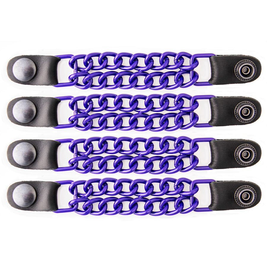 Milwaukee Leather MLA6090 Purple 4 Inch 4-PCS Vest Extender Set - Double Chrome Chains w/ Genuine Leather
