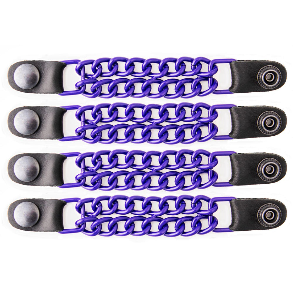 Milwaukee Leather MLA6090 Purple 4 Inch 4-PCS Vest Extender Set - Double Chrome Chains w/ Genuine Leather