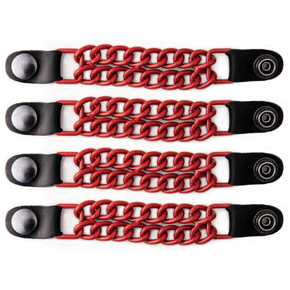 Milwaukee Leather MLA6092 Red 4 Inch 4-PCS Vest Extender Set - Double Chrome Chains w/ Genuine Leather
