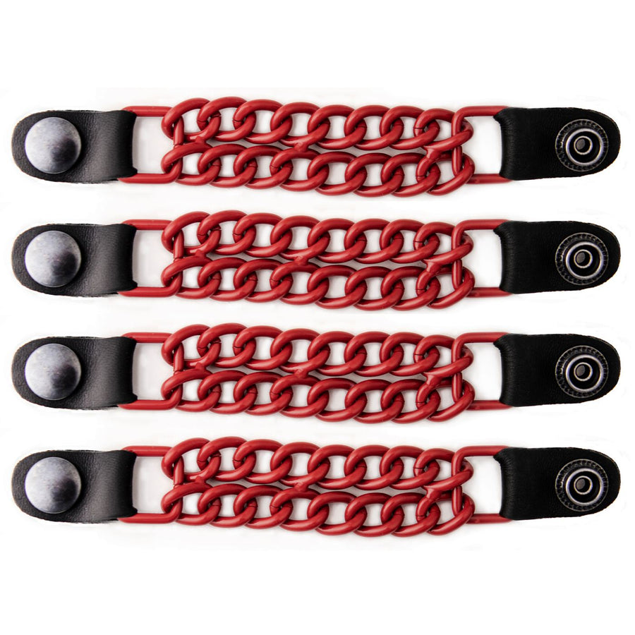 Milwaukee Leather MLA6092 Red 4 Inch 4-PCS Vest Extender Set - Double Chrome Chains w/ Genuine Leather