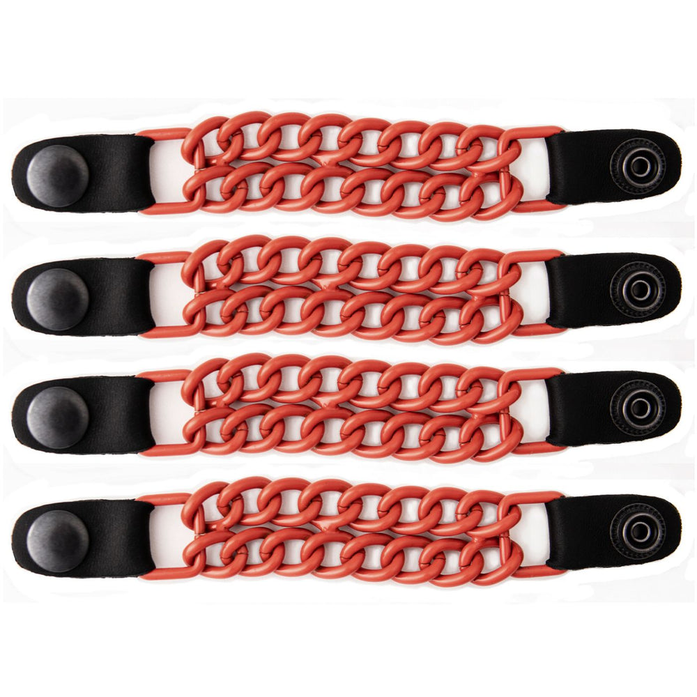Milwaukee Leather MLA6093 Orange 4 Inch 4-PCS Vest Extender Set - Double Chrome Chains w/ Genuine Leather