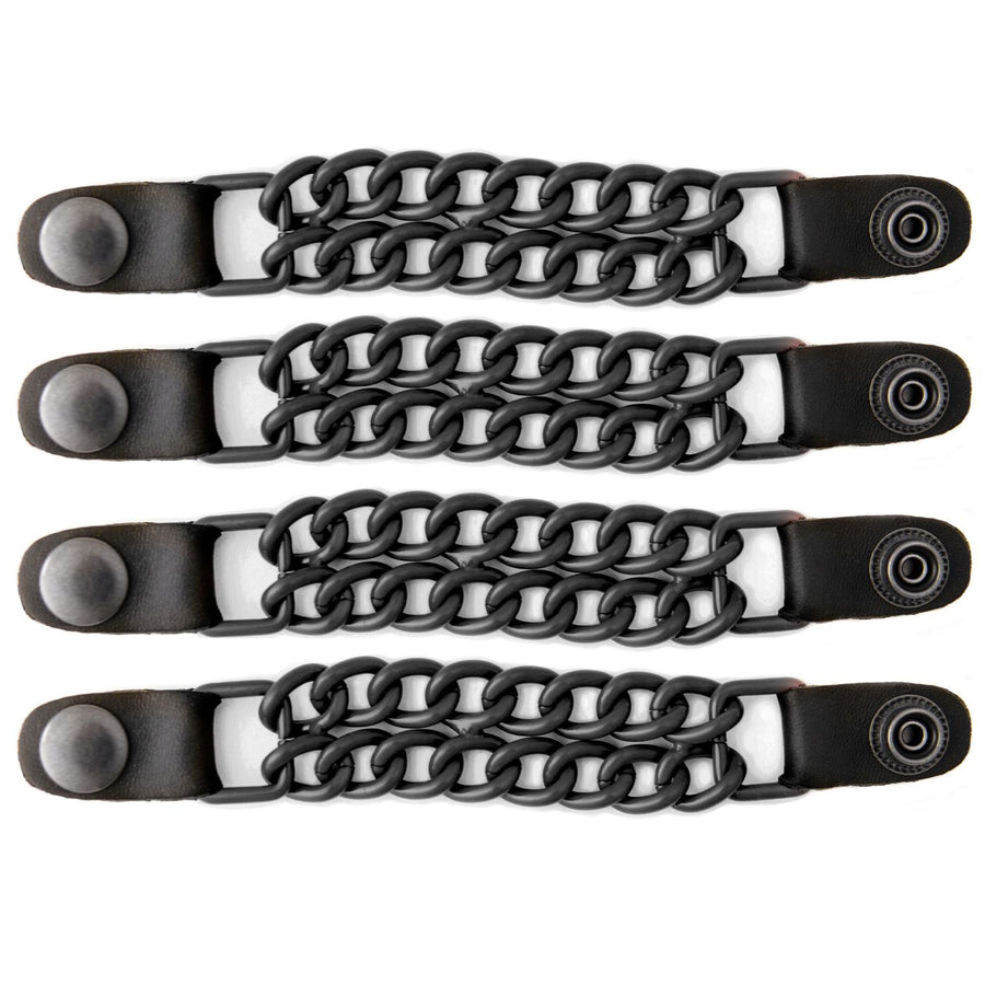 Milwaukee Leather MLA6095 Black 4 Inch 4-PCS Vest Extender Set - Double Chrome Chains w/ Genuine Leather
