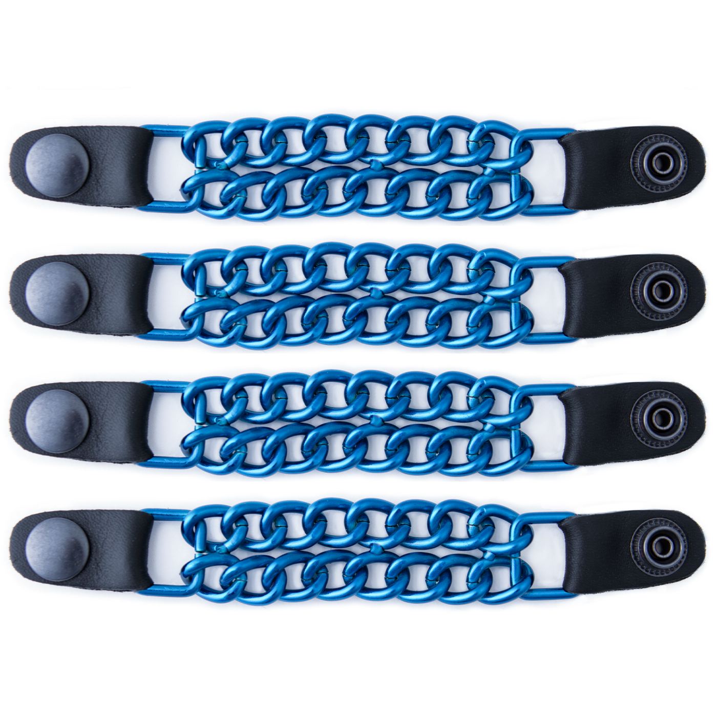 Milwaukee Leather MLA6097 Candy Blue 4 Inch 4-PCS Vest Extender Set - Double Chrome Chains w/ Genuine Leather