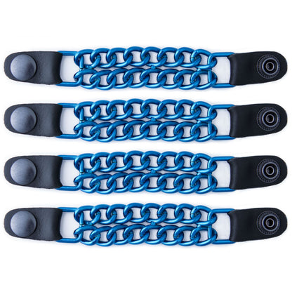 Milwaukee Leather MLA6097 Candy Blue 4 Inch 4-PCS Vest Extender Set - Double Chrome Chains w/ Genuine Leather