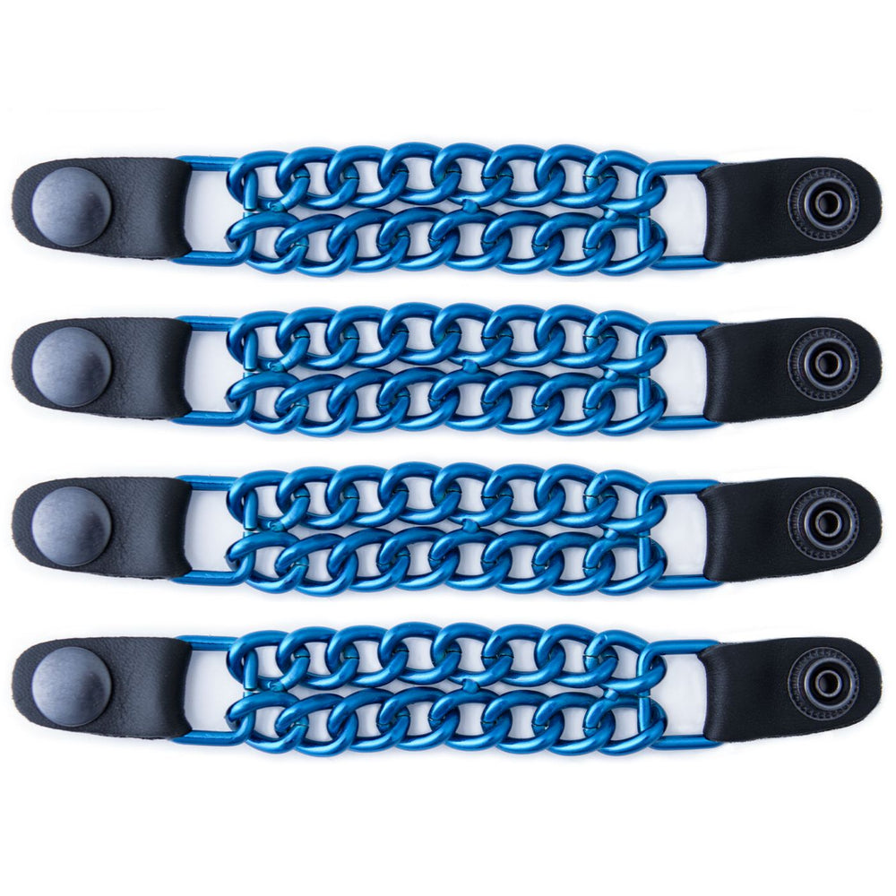 Milwaukee Leather MLA6097 Candy Blue 4 Inch 4-PCS Vest Extender Set - Double Chrome Chains w/ Genuine Leather