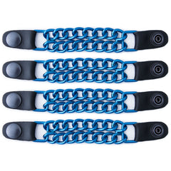 Milwaukee Leather MLA6097 Candy Blue 4 Inch 4-PCS Vest Extender Set - Double Chrome Chains w/ Genuine Leather