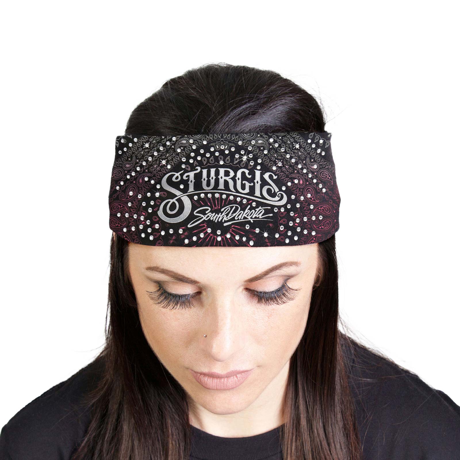 Milwaukee Leather | Bling Designed Wide Headbands-Headwraps for Women Biker bandana Classic Sturgis- MLA8009