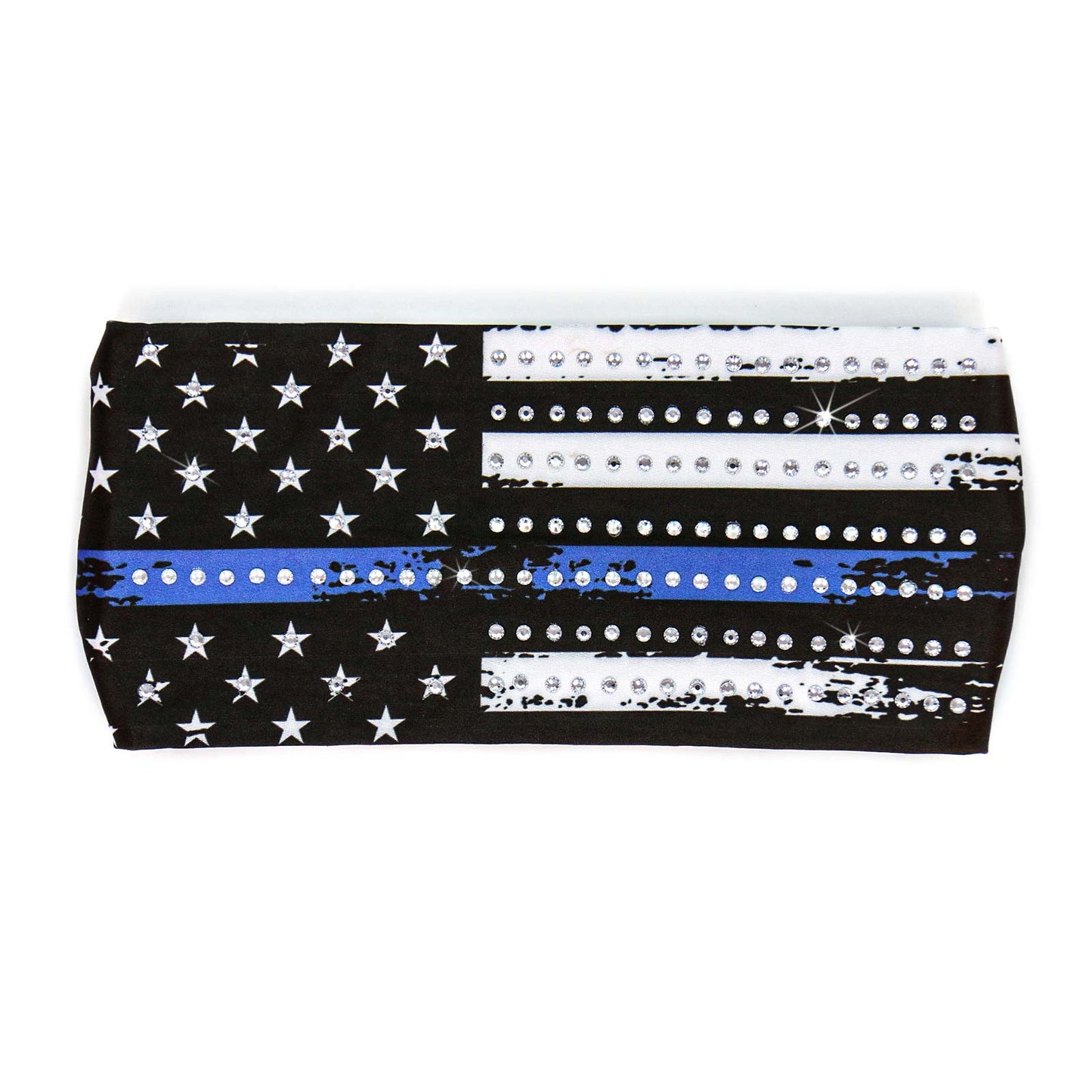 Milwaukee Leather | Bling Designed Wide Headbands-Headwraps for Women Biker Bandana with Blue Flag - MLA8014