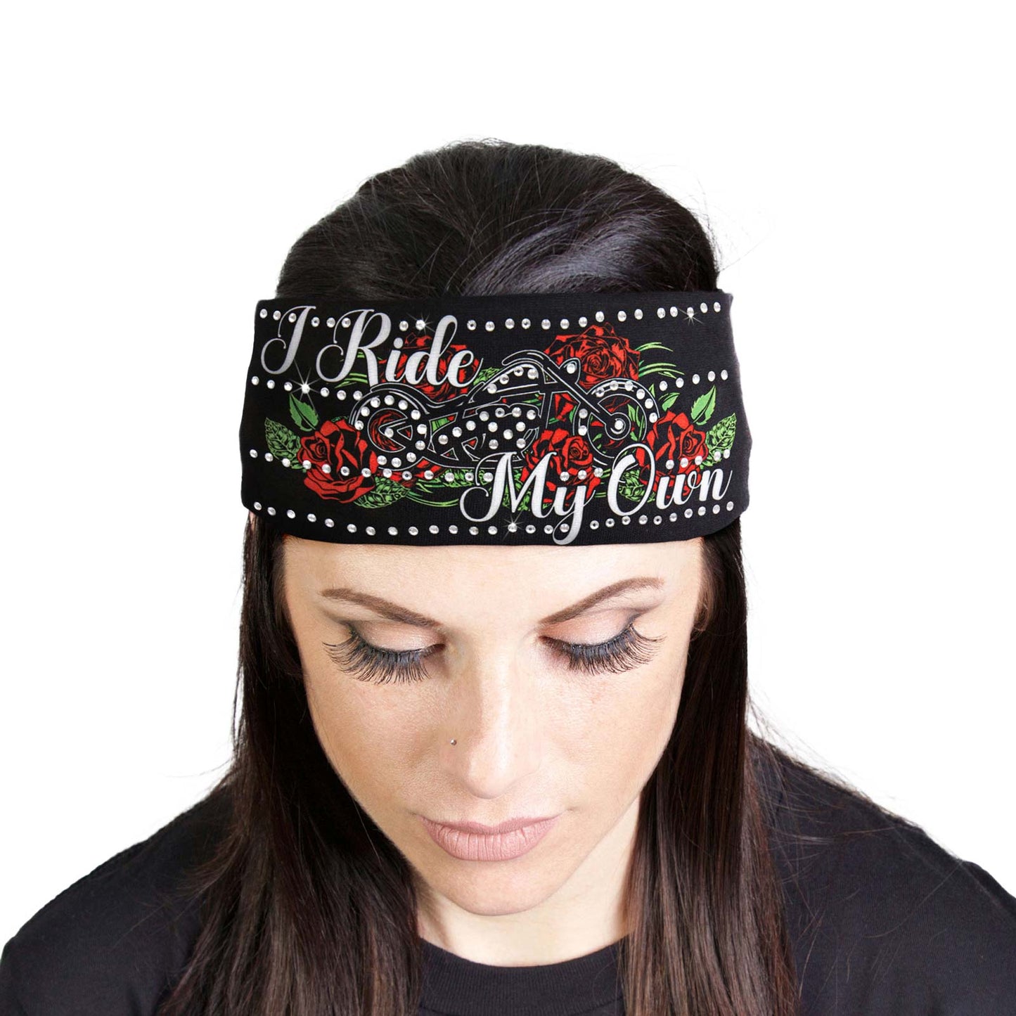 Milwaukee Leather | Bling Designed Wide Headbands-Headwraps for Women Biker Bandana with I Ride My Own - MLA8028