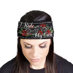 Milwaukee Leather | Bling Designed Wide Headbands-Headwraps for Women Biker Bandana with I Ride My Own - MLA8028