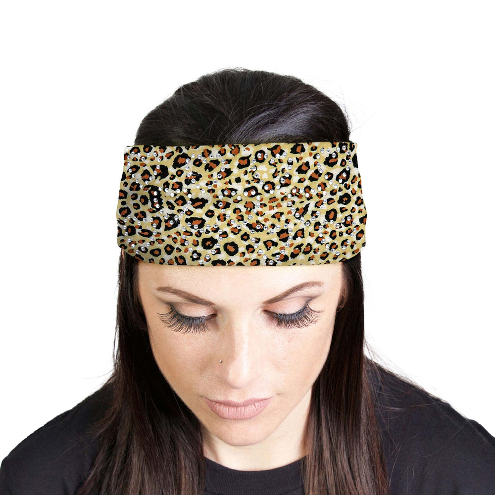 Milwaukee Leather | Bling Designed Wide Headbands-Headwraps for Women Biker Bandana with Leopard Print - MLA8030