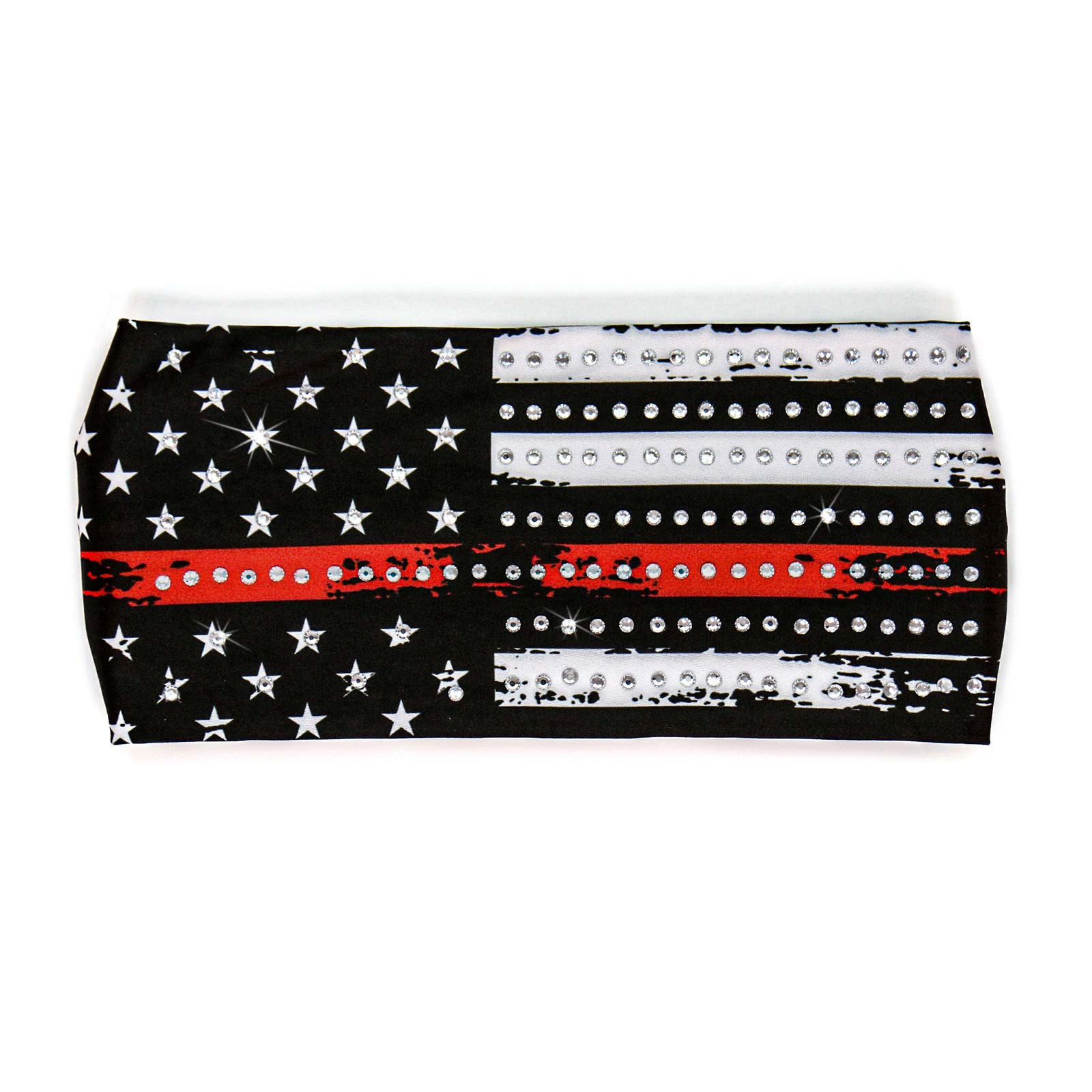 Milwaukee Leather | Bling Designed Wide Headbands-Headwraps for Women Biker Bandana with Red Flag - MLA8036