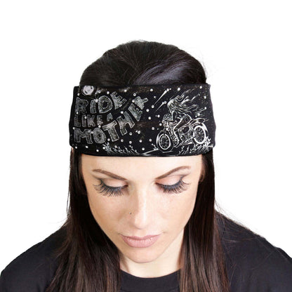 Milwaukee Leather | Bling Designed Wide Headbands-Headwraps for Women Biker Bandana with Ride Like A - MLA8037