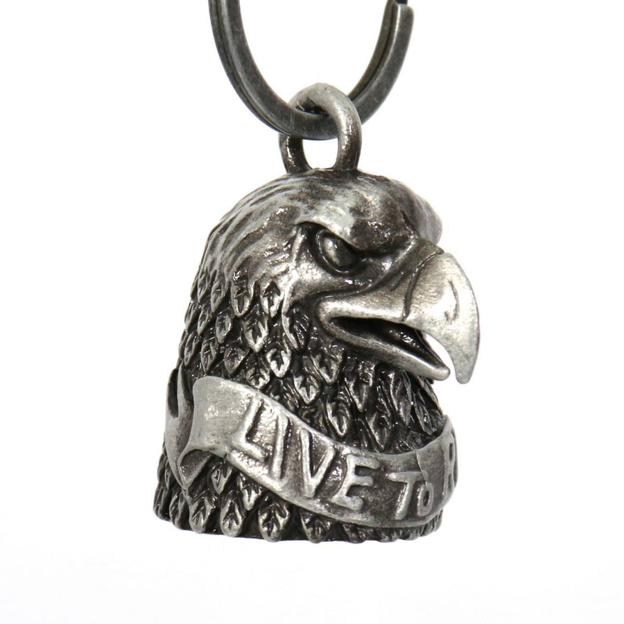 Milwaukee Leather MLB9031 'Eagle Head - Live to Ride' Motorcycle Good Luck Bell | Key Chain Accessory for Bikers
