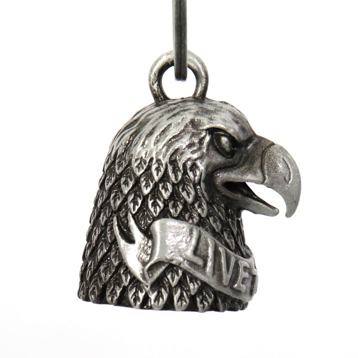 Milwaukee Leather MLB9031 'Eagle Head - Live to Ride' Motorcycle Good Luck Bell | Key Chain Accessory for Bikers