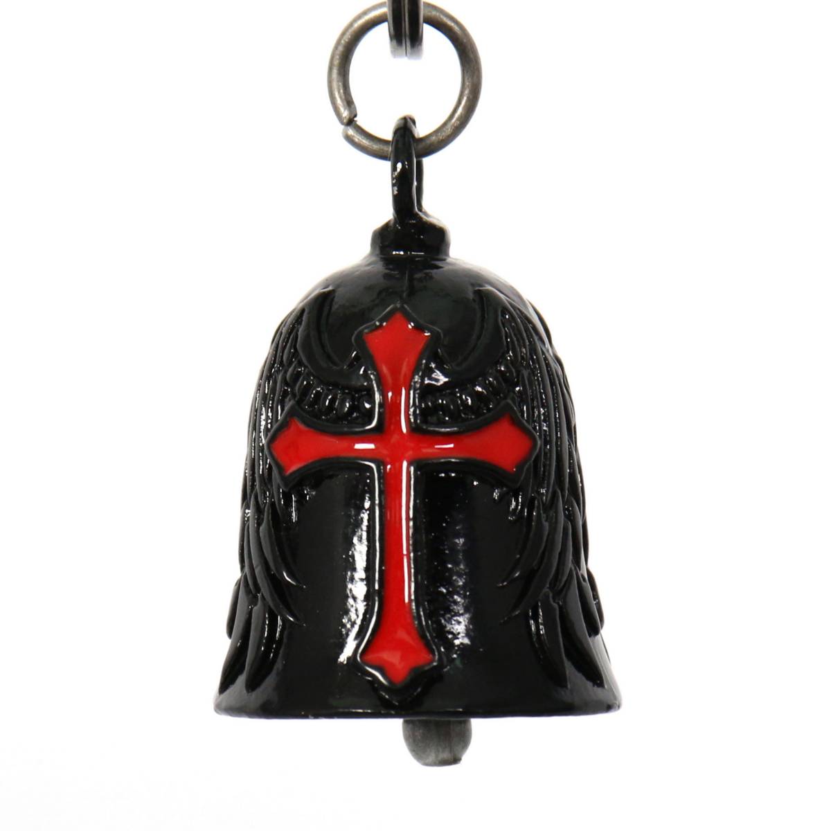 Milwaukee Leather MLB9033 Black 'Red Cross' Motorcycle Good Luck Bell | Key Chain Accessory for Bikers