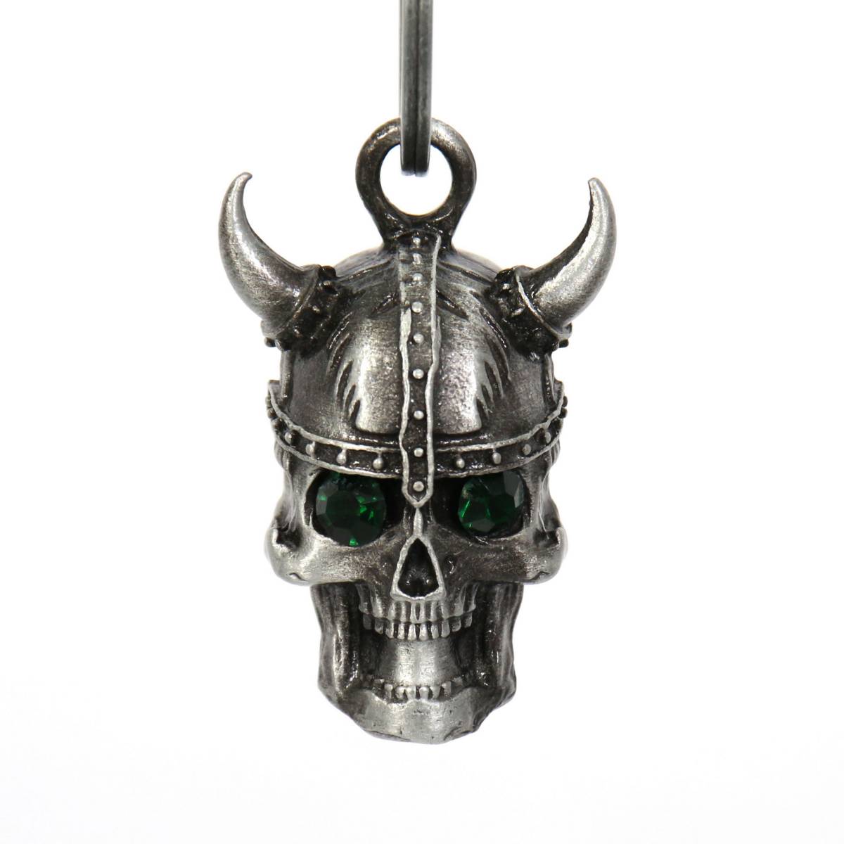 Milwaukee Leather MLB9048 'Viking Skull with Green Eyes' Motorcycle Good Luck Bell | Key Chain Accessory for Bikers