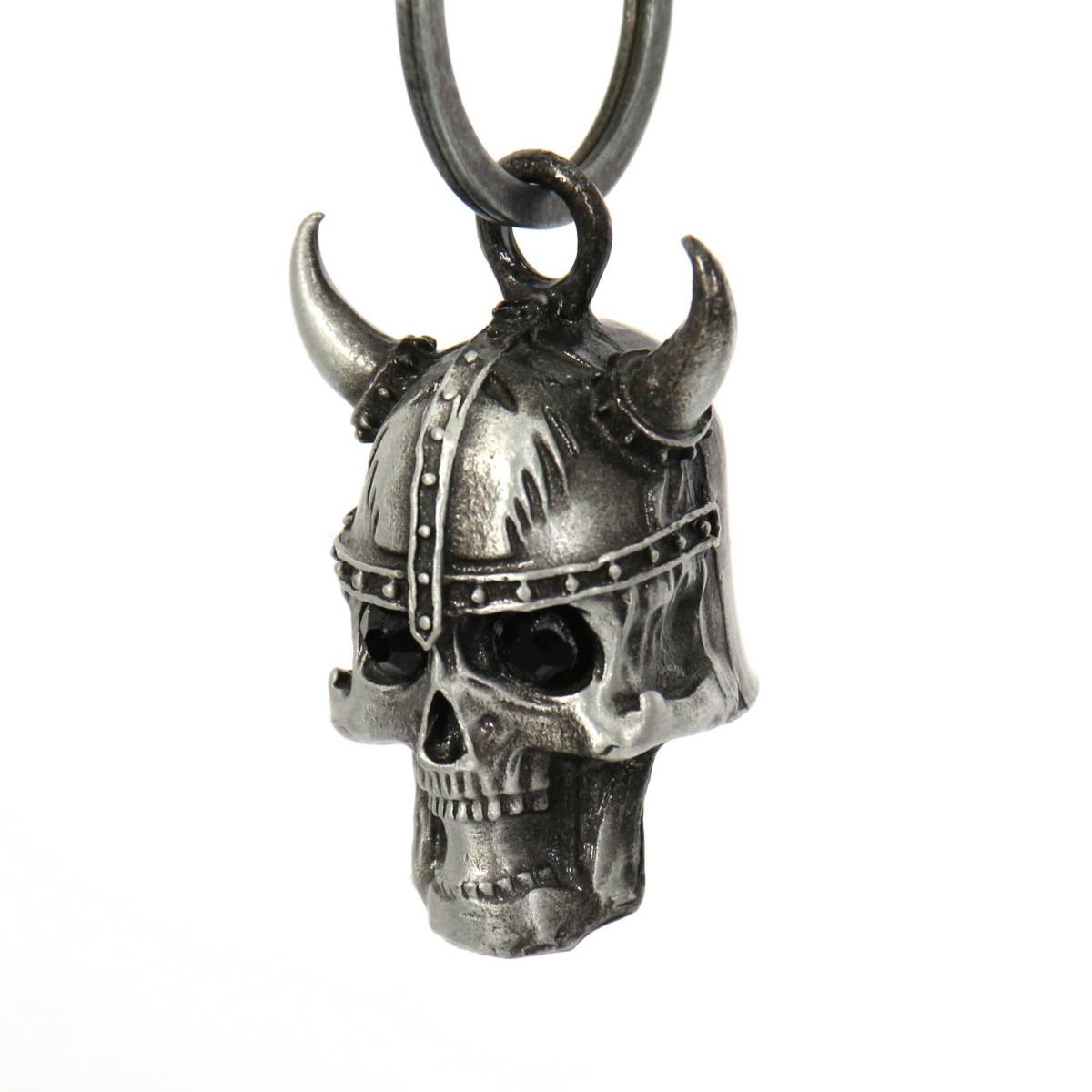 Milwaukee Leather MLB9052 'Viking Skull with Black Eyes' Motorcycle Good Luck Bell | Key Chain Accessory for Bikers