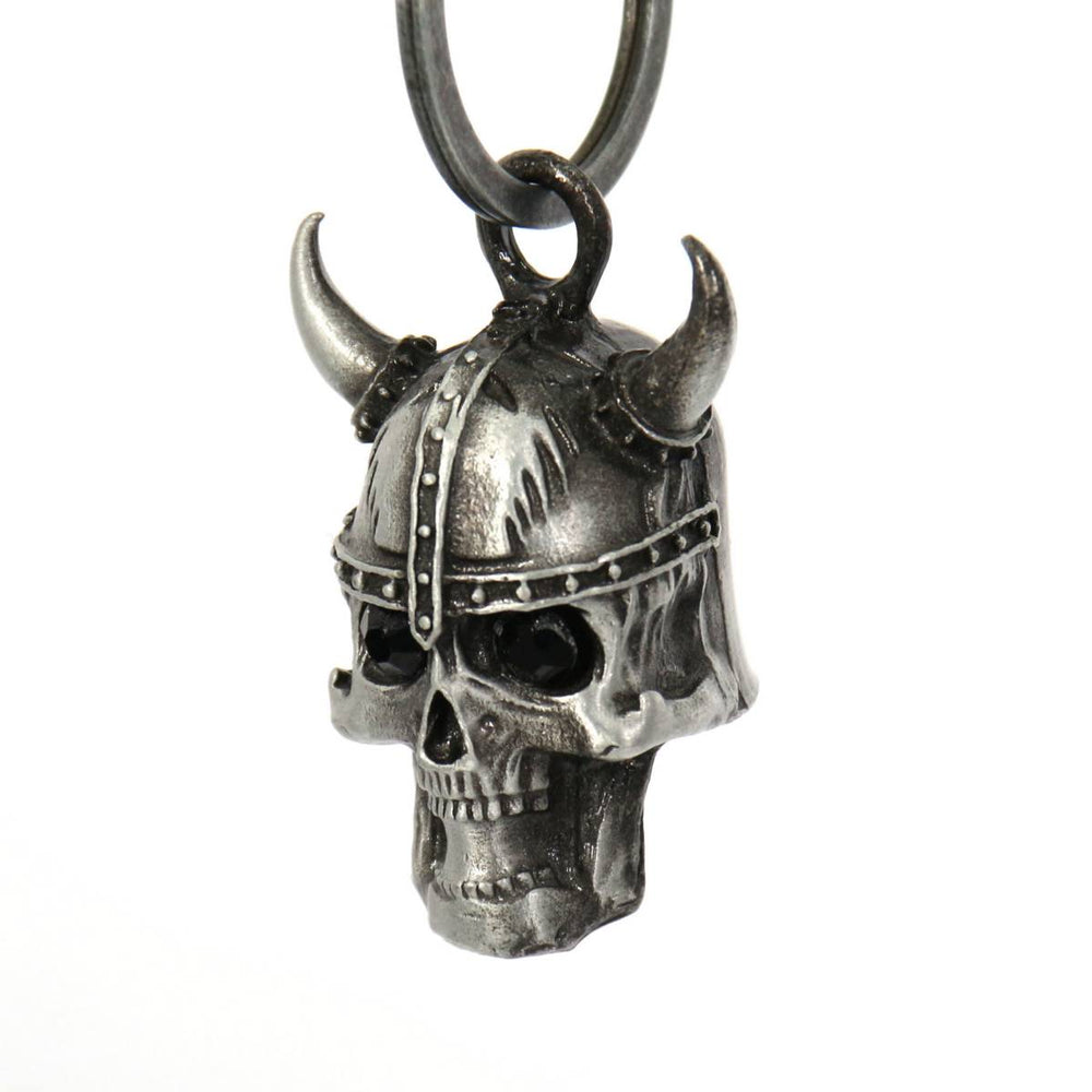 Milwaukee Leather MLB9052 'Viking Skull with Black Eyes' Motorcycle Good Luck Bell | Key Chain Accessory for Bikers