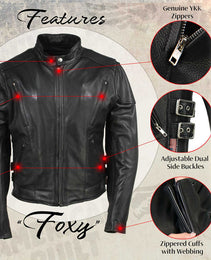 Milwaukee Leather USA MADE MLJKL5001 Women's Black Foxy Premium Motorcycle Leather Jacket with Vents