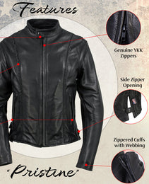 Milwaukee Leather USA MADE MLJKL5002 Women's Black Pristine Premium Motorcycle Leather Jacket