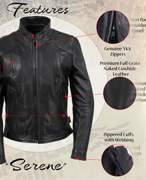 Milwaukee Leather USA MADE MLJKL5003 Women's Black Serene Clean Cut Premium Motorcycle Leather Jacket