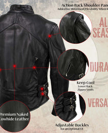 Milwaukee Leather USA MADE MLJKL5001 Women's Black Foxy Premium Motorcycle Leather Jacket with Vents