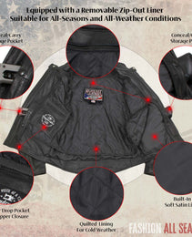 Milwaukee Leather USA MADE MLJKL5001 Women's Black Foxy Premium Motorcycle Leather Jacket with Vents