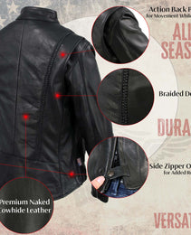 Milwaukee Leather USA MADE MLJKL5002 Women's Black Pristine Premium Motorcycle Leather Jacket