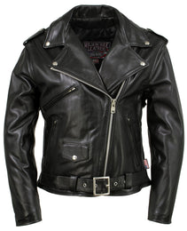 Milwaukee Leather USA MADE MLJKL5004 Women's Black The Flaunt Premium Classic Motorcycle Style Leather Jacket