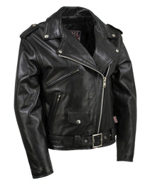 Milwaukee Leather USA MADE MLJKL5004 Women's Black 'The Flaunt' Premium Classic Motorcycle Style Leather Jacket