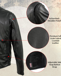 Milwaukee Leather USA MADE MLJKM5001 Men's Black Road Racer Premium Leather Motorcycle Jacket