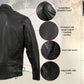 Milwaukee Leather USA MADE MLJKM5002 Men's Black 'Air Stream' Vented Premium Leather Motorcycle Jacket with Side Laces
