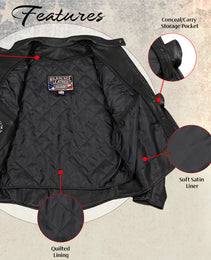 Milwaukee Leather USA MADE MLJKM5003 Men's Black Echo Premium Leather Motorcycle Jacket with Reflective Piping