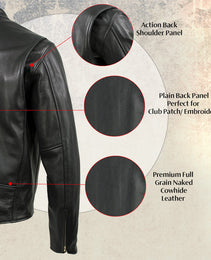 Milwaukee Leather USA MADE MLJKM5006 Men's Black Rumble Premium Leather Motorcycle Jacket