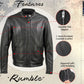Milwaukee Leather USA MADE MLJKM5006 Men's Black 'Rumble' Premium Leather Motorcycle Jacket