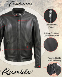 Milwaukee Leather USA MADE MLJKM5006 Men's Black Rumble Premium Leather Motorcycle Jacket