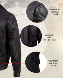 Milwaukee Leather USA MADE MLJKM5008 Men's Black Revolve Premium Leather Vented Motorcycle Jacket