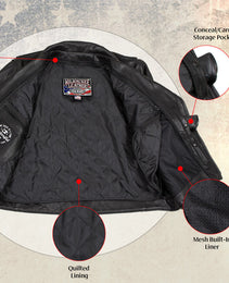 Milwaukee Leather USA MADE MLJKM5008 Men's Black Revolve Premium Leather Vented Motorcycle Jacket