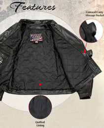 Milwaukee Leather USA MADE MLJKM5009 Men's Black 'The Dean' Premium Leather Throwback Motorcycle Jacket