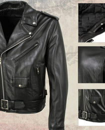Milwaukee Leather USA MADE MLJKM5009 Men's Black 'The Dean' Premium Leather Throwback Motorcycle Jacket