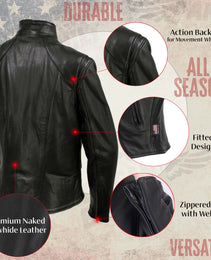 Milwaukee Leather USA MADE MLJKL5003 Women's Black Serene Clean Cut Premium Motorcycle Leather Jacket