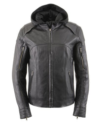 Milwaukee Leather Women's Vented Racer Leather Jacket with Removable Hoodie MLL2501