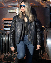 Milwaukee Leather Women's Vented Racer Leather Jacket with Removable Hoodie MLL2501