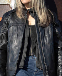 Milwaukee Leather Women's Vented Racer Leather Jacket with Removable Hoodie MLL2501
