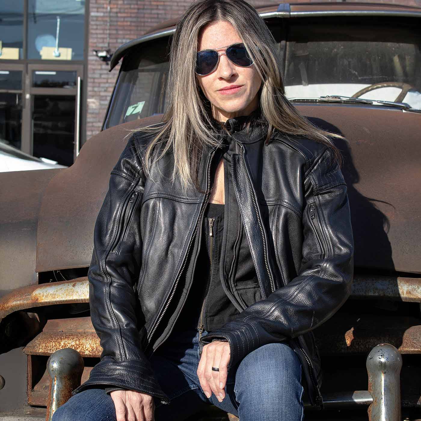 Milwaukee Leather Women's Vented Racer Leather Jacket with